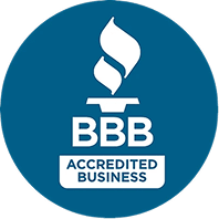 BB Accredited Business Logo With White Flame Icon on Teal Circle